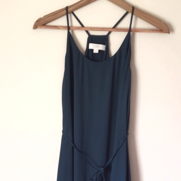 Ann Taylor Loft Teal Casual Flowy Spaghetti Strap Dress - Picture 2 of 6